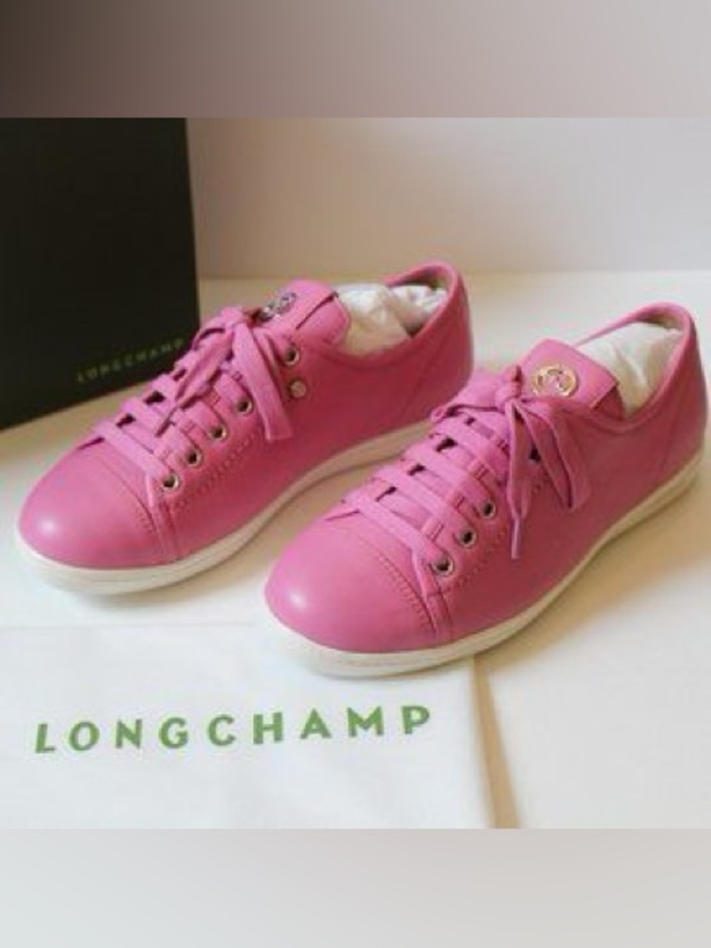 Longchamp- New Leather Pink Sneakers - size 40